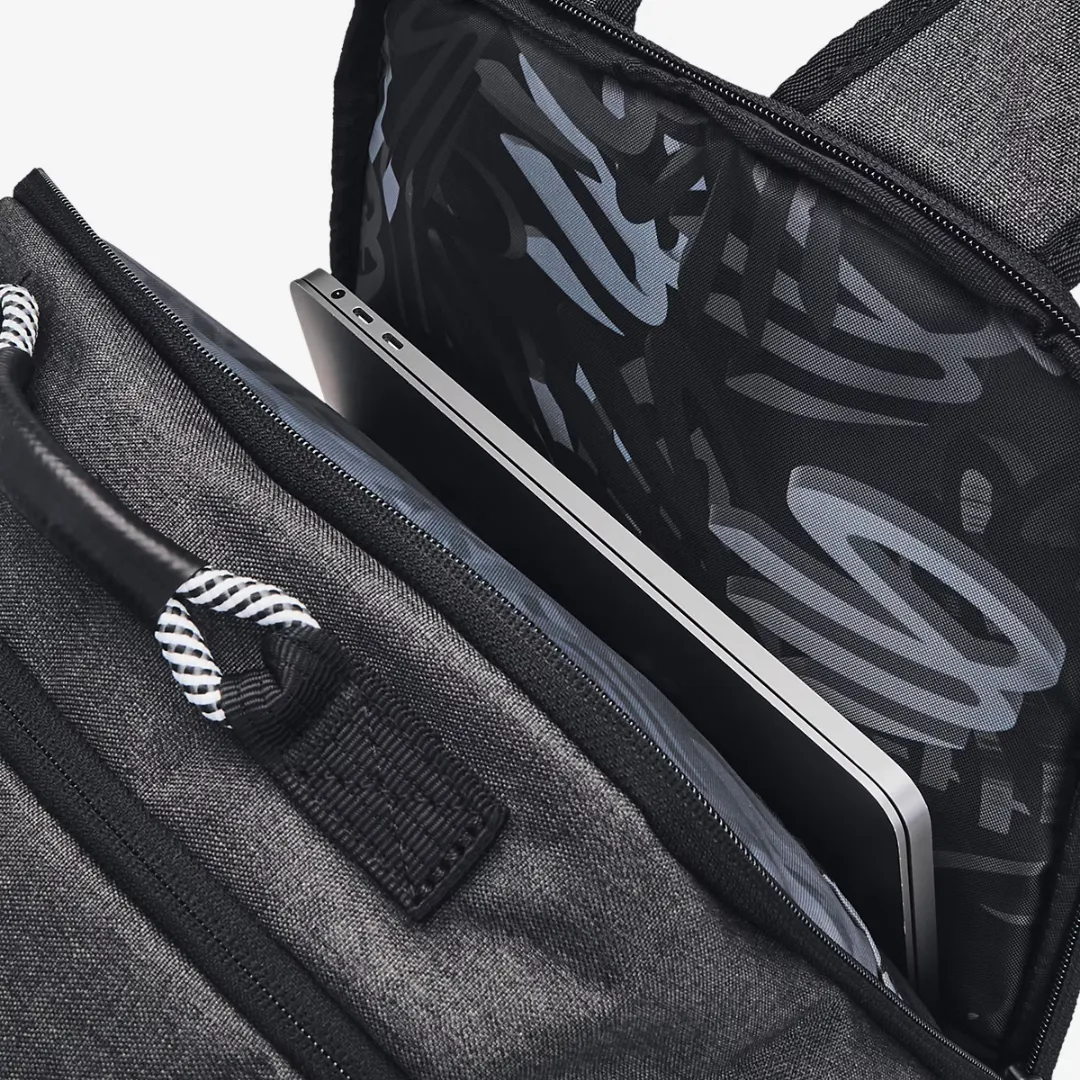 UNDER ARMOUR CURRY SPLASH BACKPACK BLACK JET GRAY FULL HEATHER