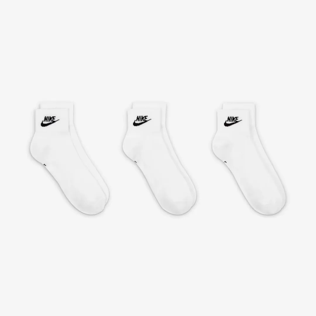 NIKE EVERYDAY ESSENTIAL ANKLE SOCKS (3 PAIRS) WHITE