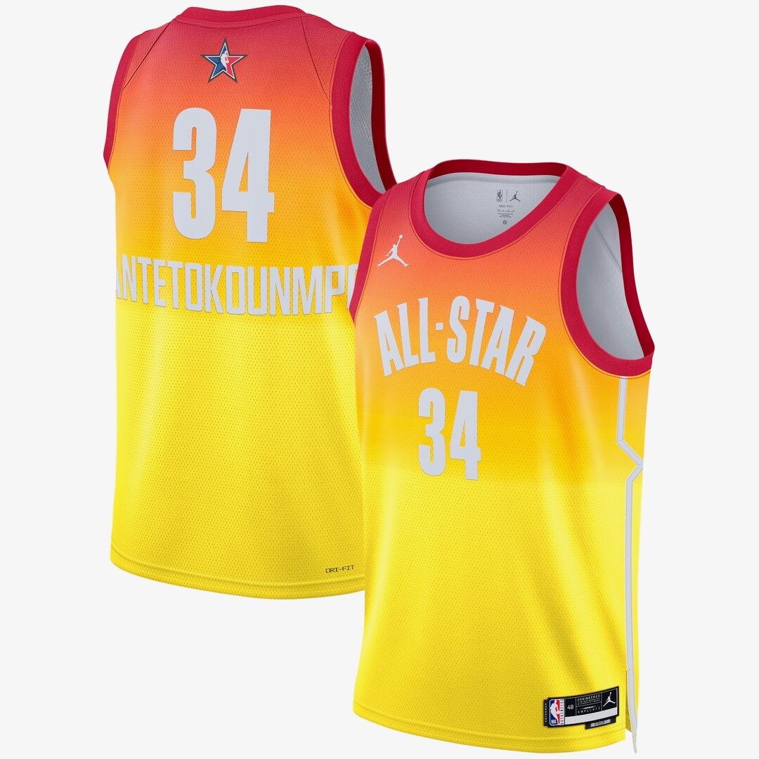 JORDAN 2023 ALL STAR SWINGMAN JERSEY RED YELLOW - GIANNIS ANTETOKOUNMPO