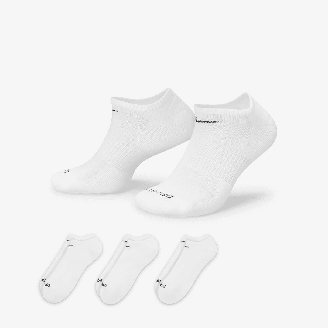 NIKE EVERYDAY PLUS CUSHION TRAINING NO-SHOW SOCKS WHITE (3 PAIRS)