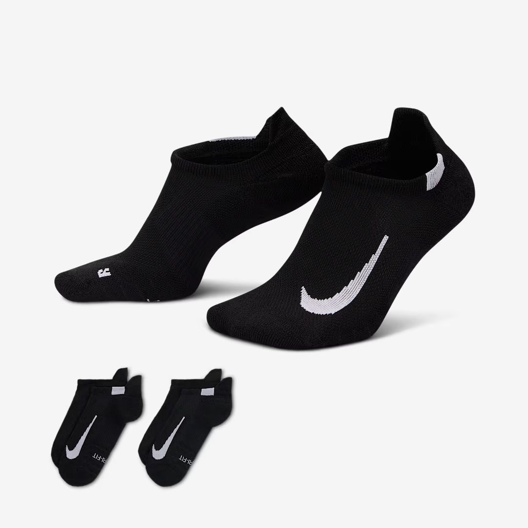 NIKE MULTIPLIER RUNNING NO-SHOW SOCKS BLACK (2 PAIRS)
